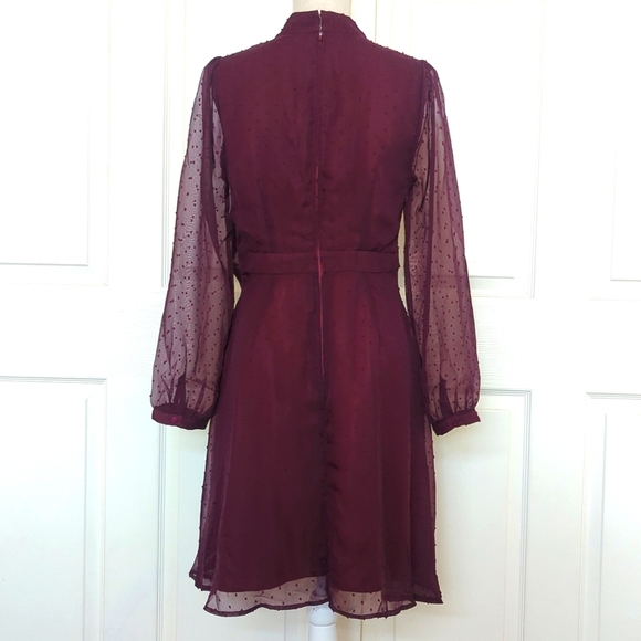 ModCloth Apogee of elegance Plum Swiss Dot long sleeve Dress - Picture 6 of 8